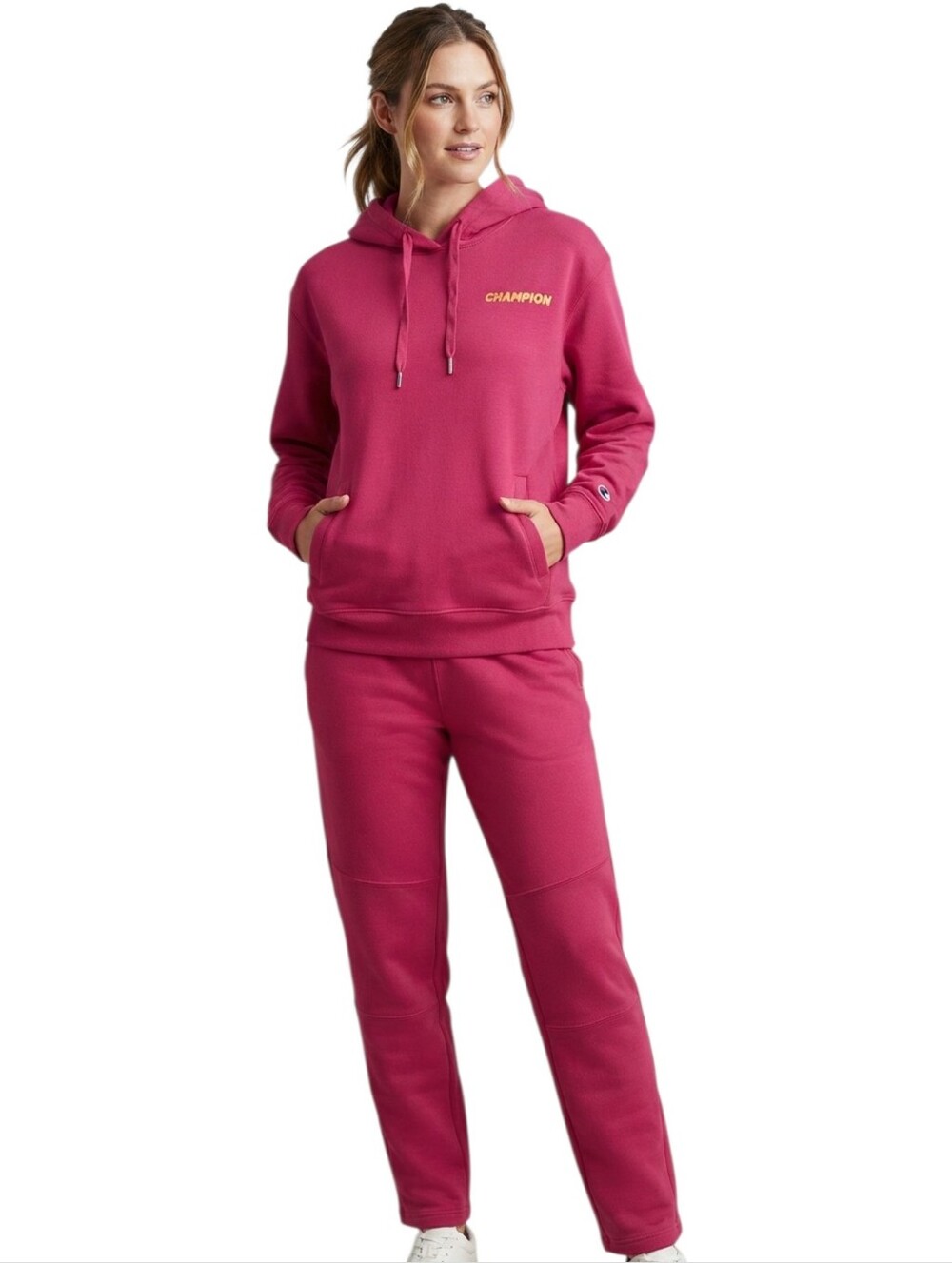 Champion Fuchsia Pink Hoodie & Jogger Sweat Suit Set Size Medium